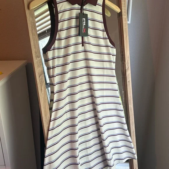 NWT RLX Ralph Lauren Women Striped Sleeveless Zip Airflow Polo Golf Dress Size S - Picture 5 of 13